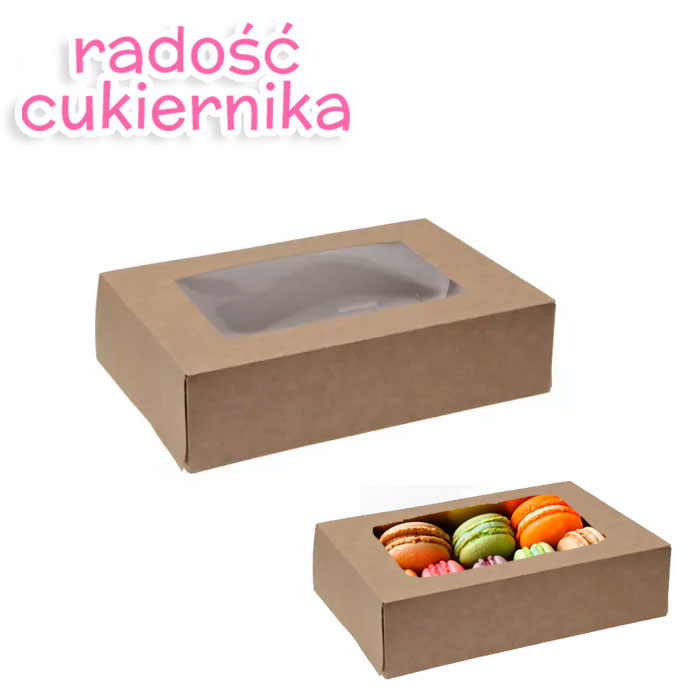 Pudełko kraft z okienkiem, 19x13x5 cm 