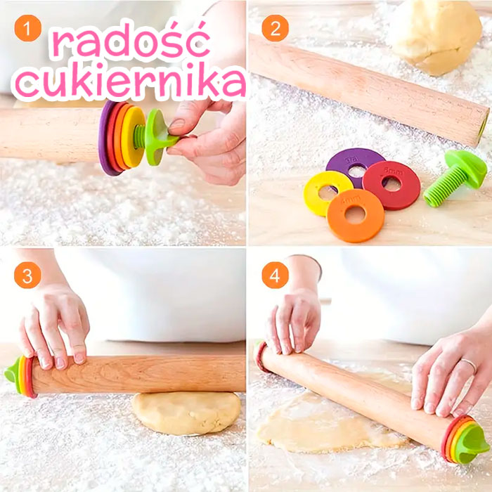 Wałek drewniany z regulatorami wysokości, 35 cm 