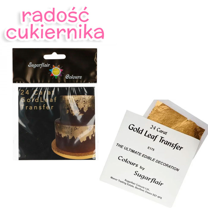 Jadalne złoto 24 karaty 8x8 cm Sugarflair, 1 szt 