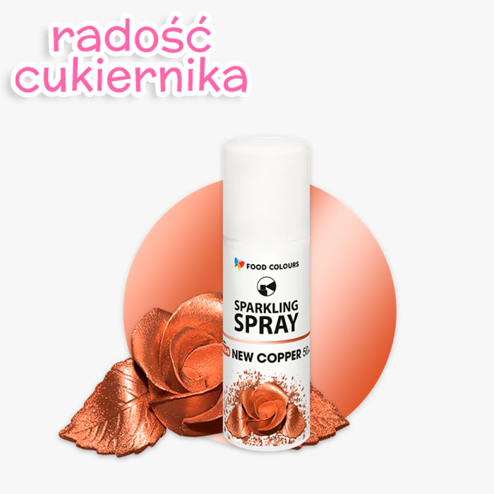 Barwnik w sprayu Sparkling New Cooper miedziany Food Colours, 50 ml