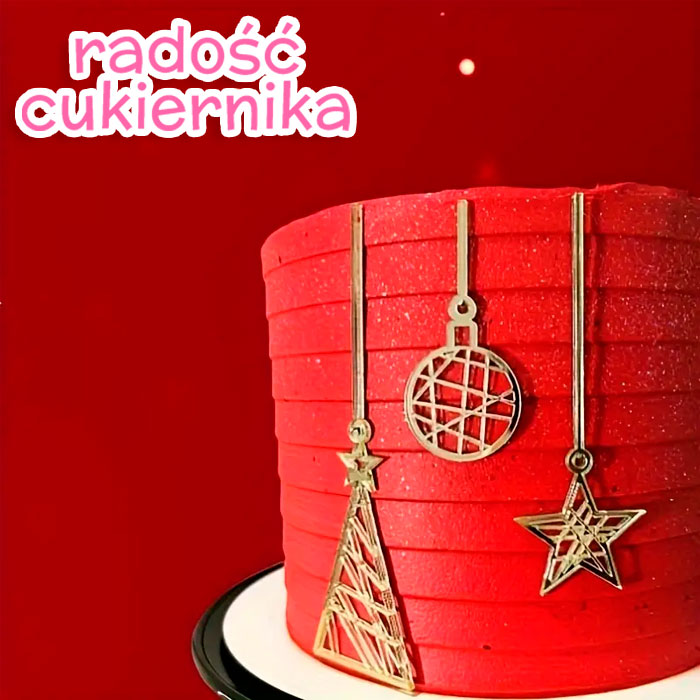 Zestaw topperów Choinka, bombka, gwiazda 3 szt 