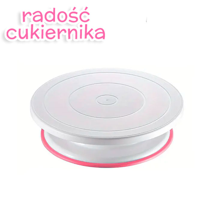 Stół obrotowy plastikowy o średnicy 28 cm, biało-różowy 
