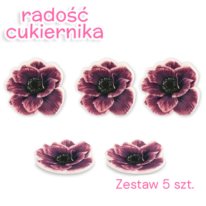 Zestaw kwiatuszek z cukru Modecor fioletowy, 5 sz 