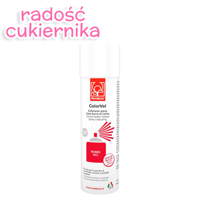 Czerwony barwnik spożywczy w sprayu o strukturze zamszu Modecor 250 g