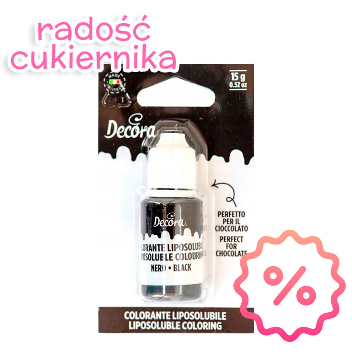 картинка OBNIŻONA CENA Barwnik Decora w płynie do mas tłustych czarny 15g 