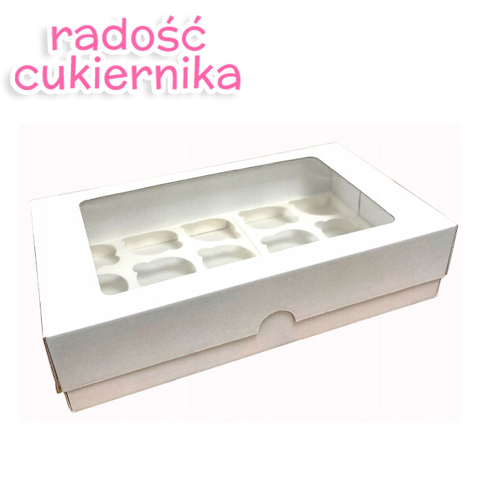 Pudełko na 15 muffinek białe z okienkiem, 39х24х10 cm 