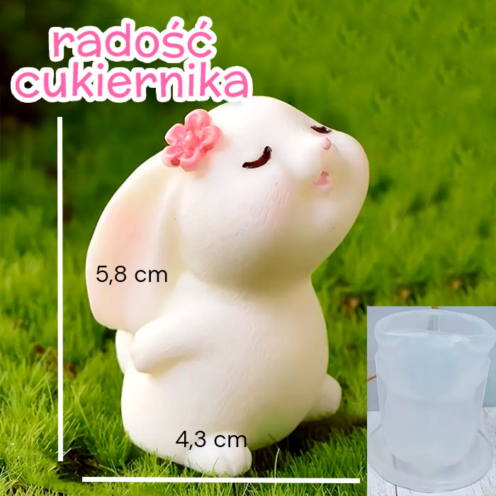 Forma silikonowa 3D Króliczek z kwiatkiem, 5,8 cm 