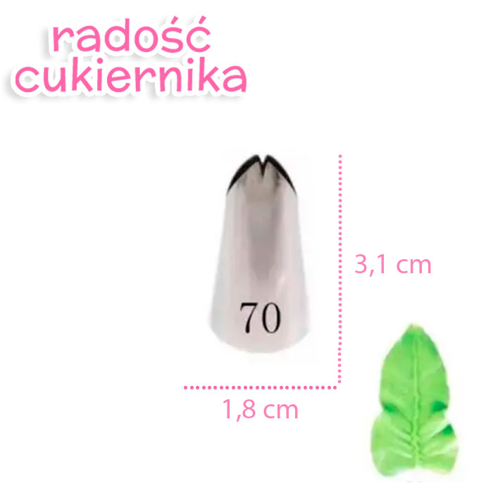 Tylka stal nierdzewna do kremu liść  №70, 3,1 cm 