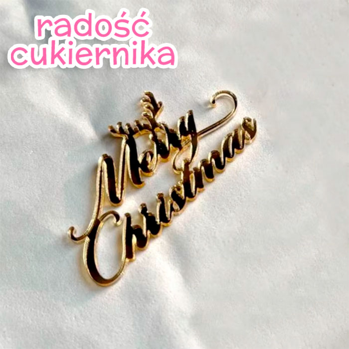 Topper "Merry Chrismas 4" złoty 