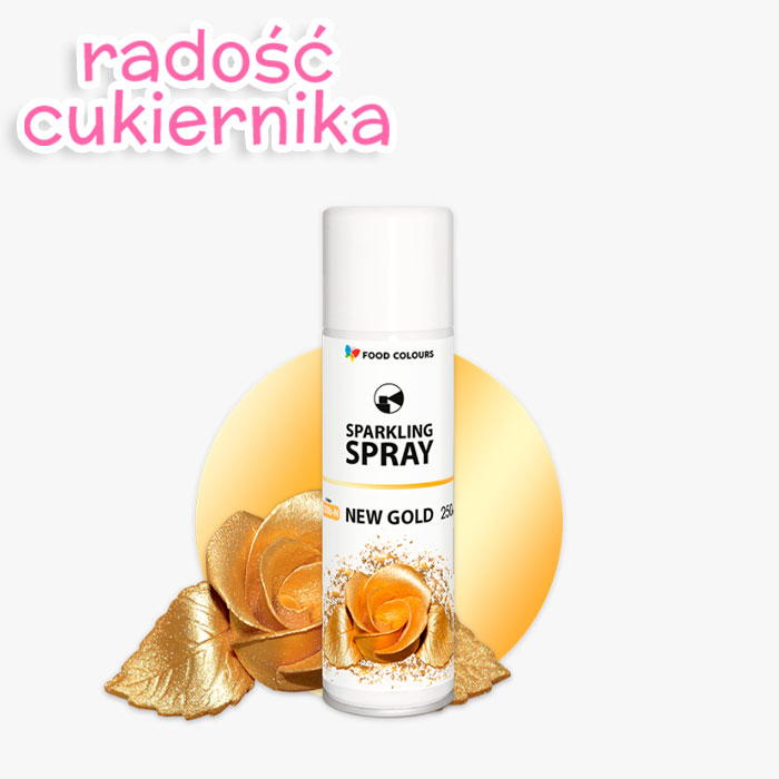 Barwnik w sprayu Sparkling New Gold złoty Food Colours, 50 ml