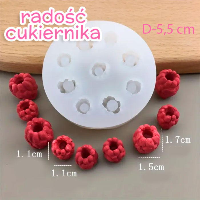 Forma silikonowa 3D Maliny, d-5,5 cm 