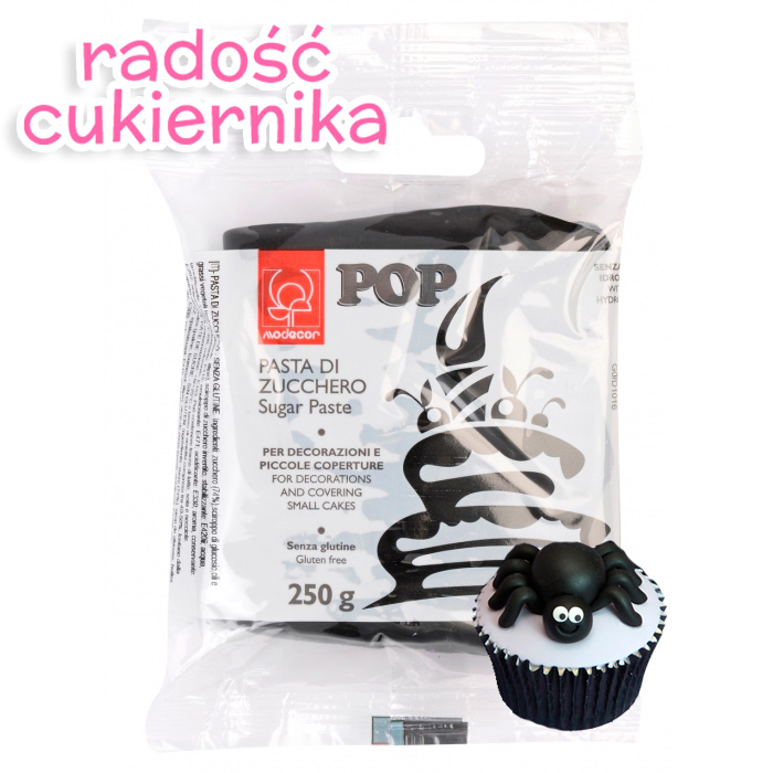 Masa cukrowa lukier plastyczny czarny Modecor pop, 250 g 