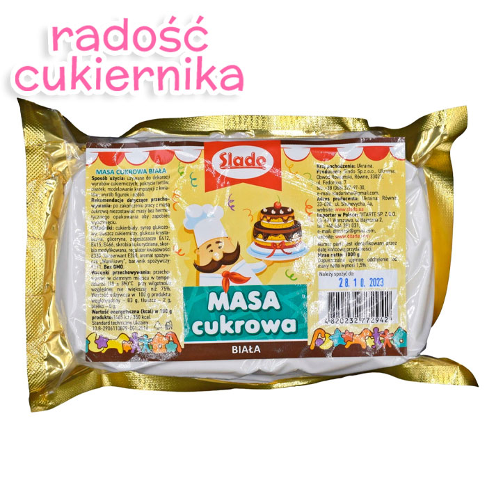 Masa cukrowa biała lukier plastyczny "Slado", 1 kg 
