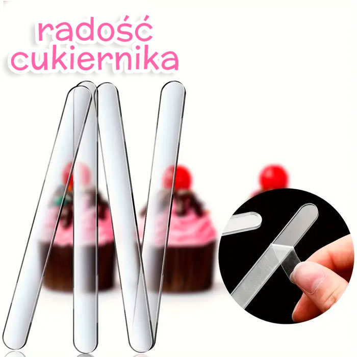 Zestaw patyczków plastikowych do deserów przezroczysty 11,40x1,0 cm, 10 sztuk 