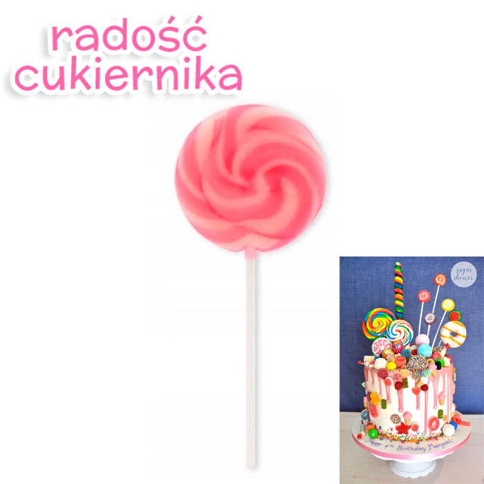 Lizak cukrowy dekoracyjny na tort Modecor, różowy 