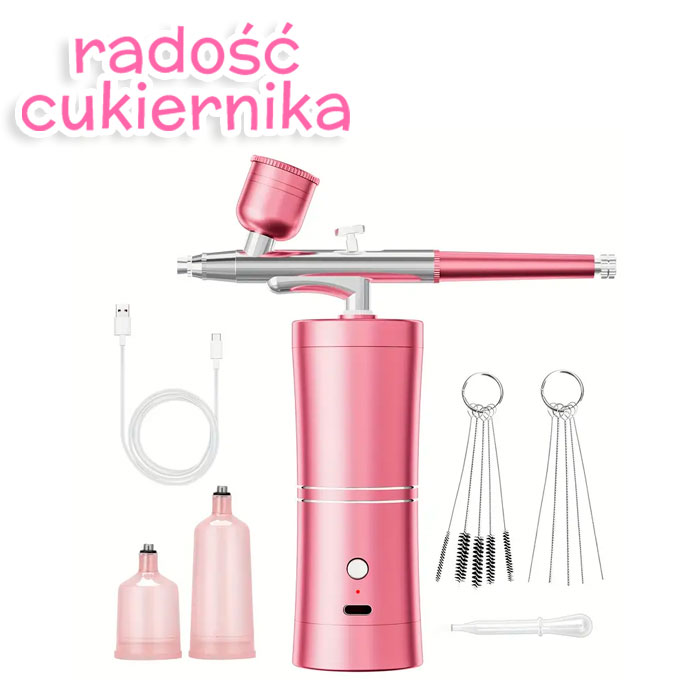 Aerograf z akumulatorem USB, różowy 