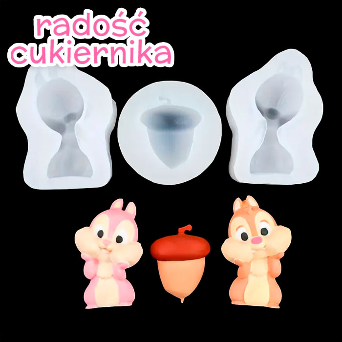 Zestaw silikonowych foremek Chip i Dale 3 szt 