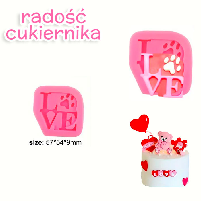 Forma silikonowa "Love, odcisk łapy", 5,7х5,4 cm 