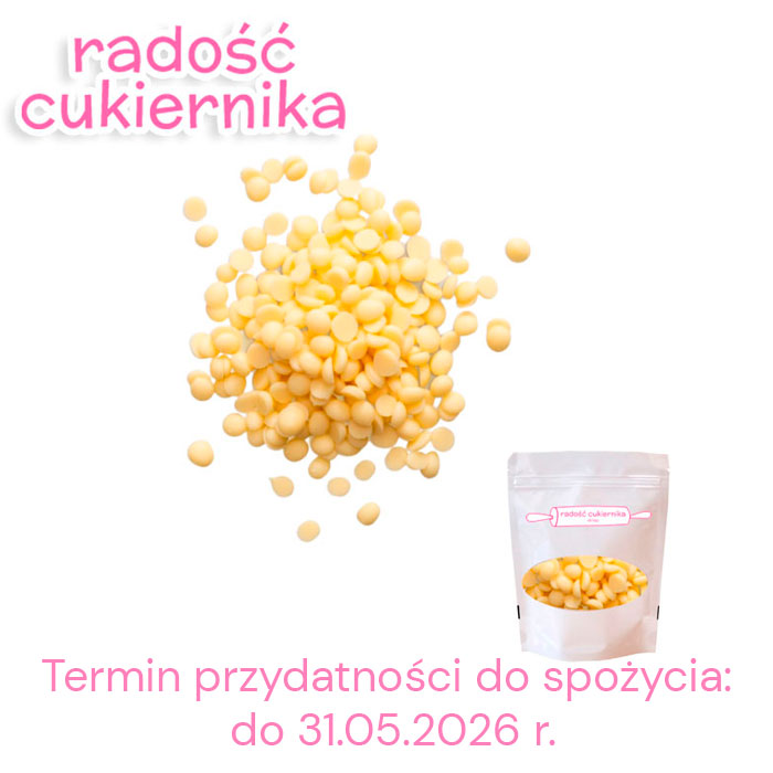 OBNIŻONA CENA Krople termostabilne 25% biała czekolada Veliche, 500 g 