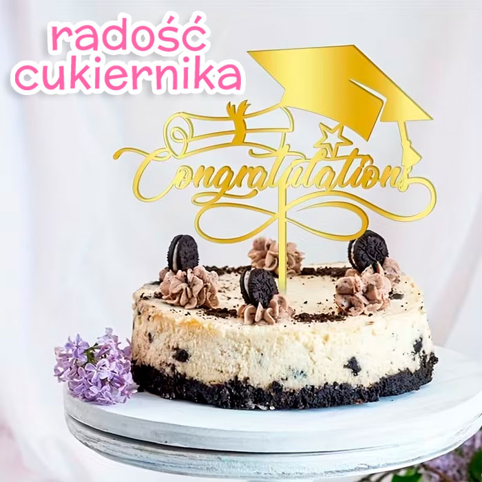 Topper złoty Congratulation 12 x 12 cm 