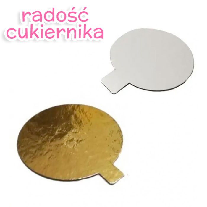  Podkład pod tort dwustronny złoto białe, okrągły śr.10 cm, 1szt 