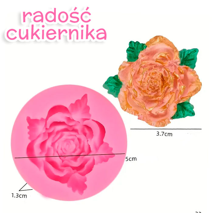 Forma silikonowa "Róże z listkami", 3,7 cm 