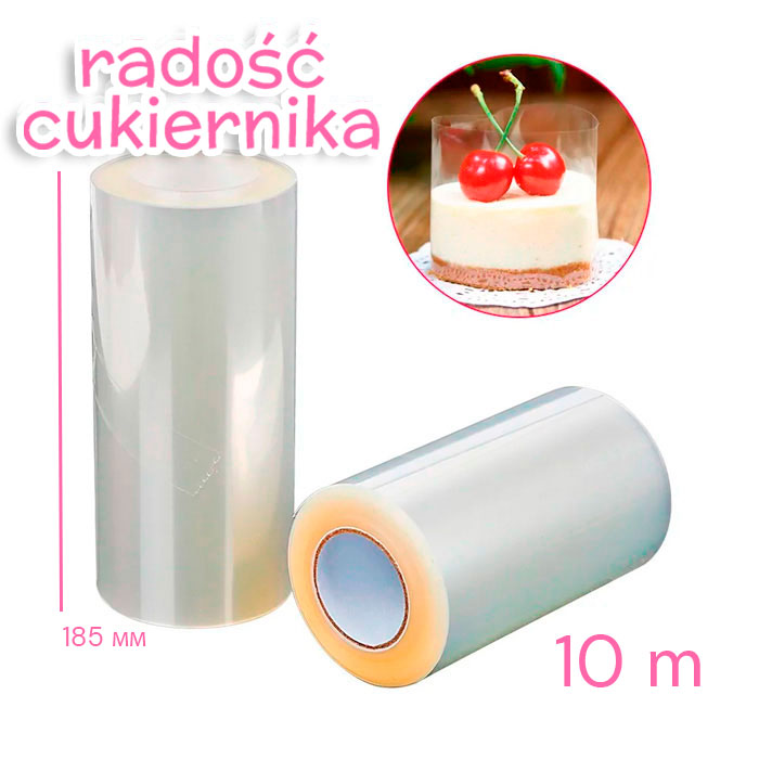 Folia rantowa do tortów wysoka 185 mm (cienka 52 mik), 10 m 