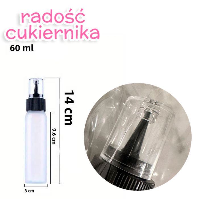 OBNIŻONA CENA Plastikowa buteleczka do rozpylania kandurynu i brokatu, 14 cm 