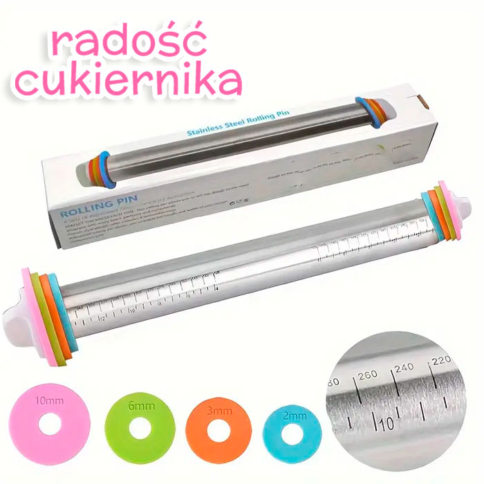 Wałek metalowy z regulatorami wysokości, 35 cm 