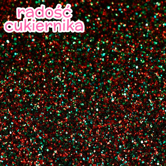 Brokat spożywczy drobnej frakcji, zielono-czerwony, 5 gramów