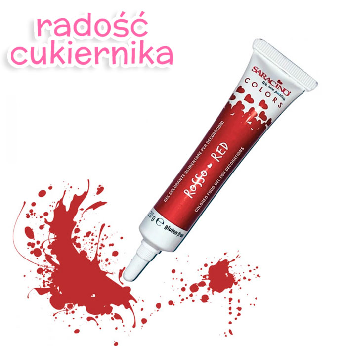 Barwnik spożywczy w żelu Saracino tubka 20 g czerwony 