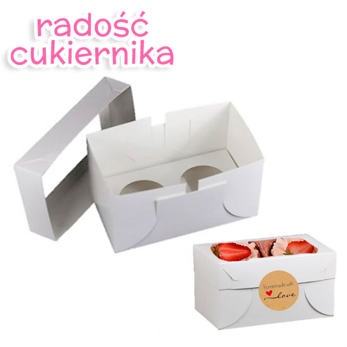Pudełko na 2 muffinki z okienkiem białe 16х10х10 cm 