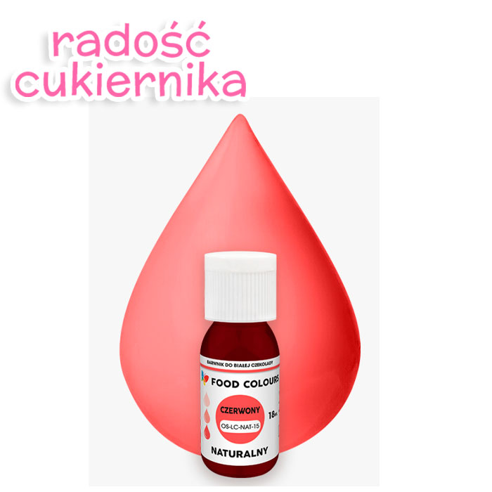 картинка Barwnik naturalny do białej czekolady "Food Colours" czerwony, 18 ml 