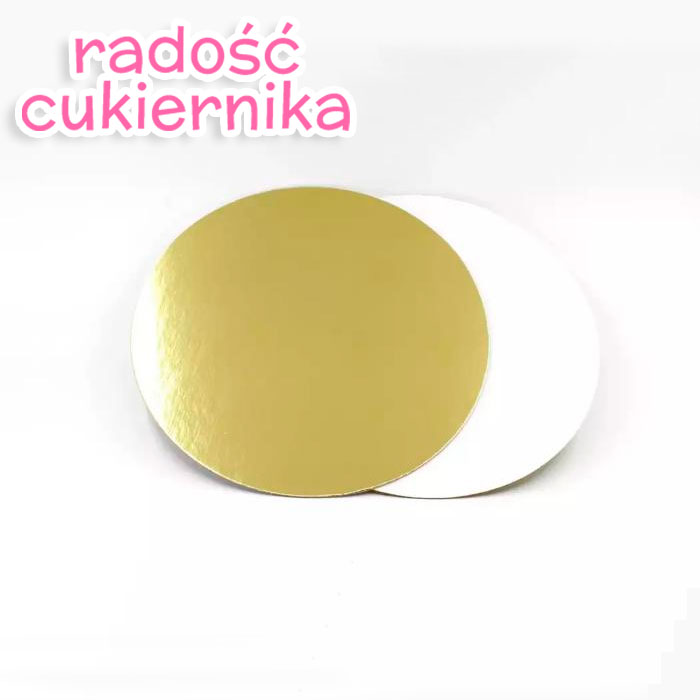  Podkład pod tort dwustronny złoto białe, okrągły śr.14, 1szt 