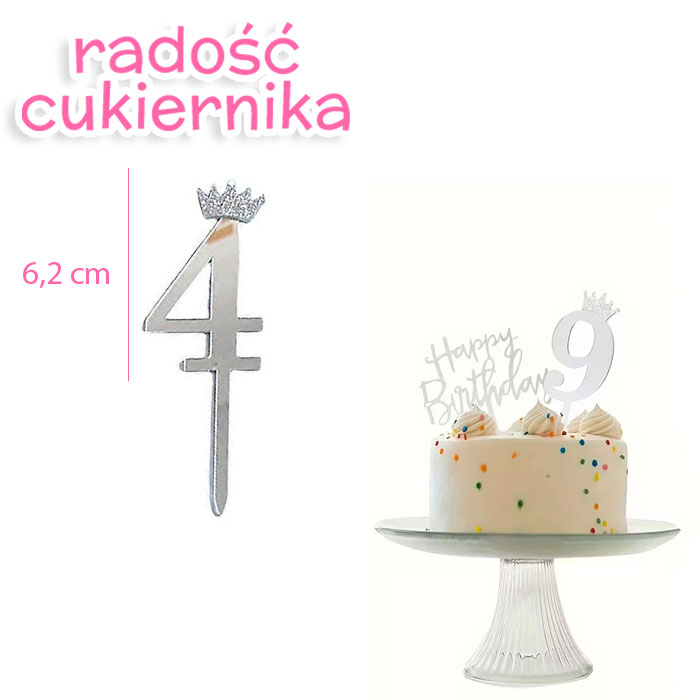 Topper Cyfra 4, 6,2cm 