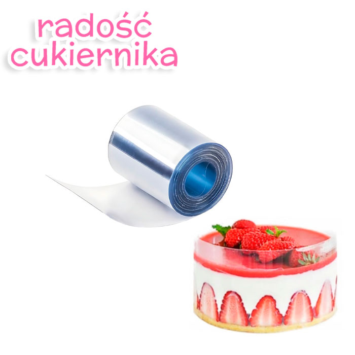 Folia taśma rantowa owijka wys.8 cm do tortów nawój 3 m 