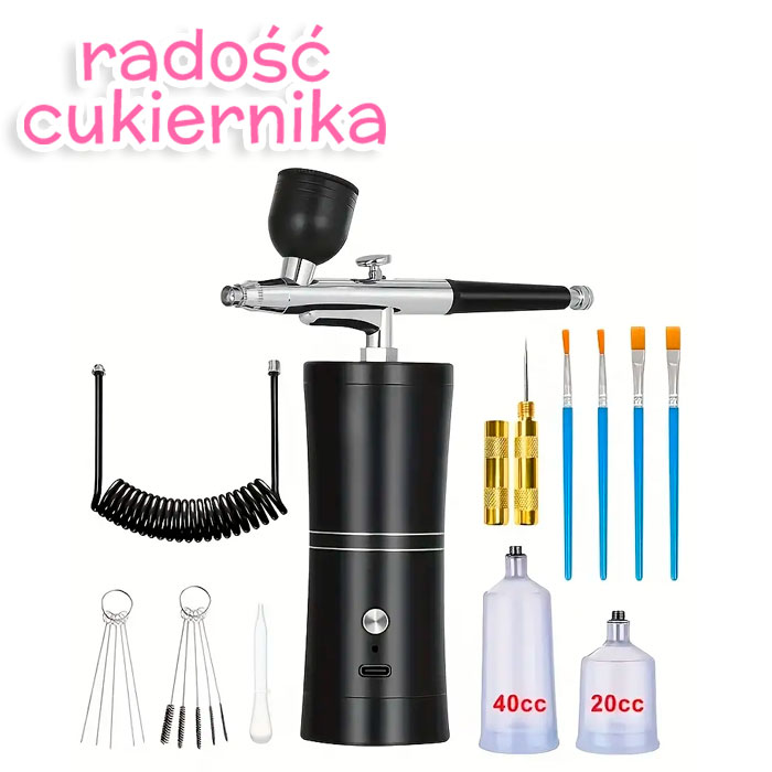 Aerograf z akumulatorem, czarny 