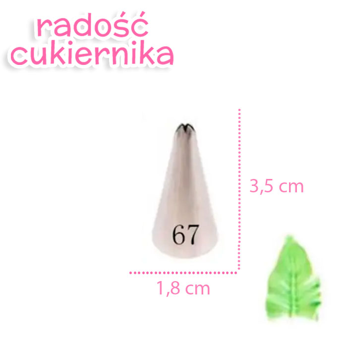 Tylka stal nierdzewna do kremu liść  №67, 3,5 cm 