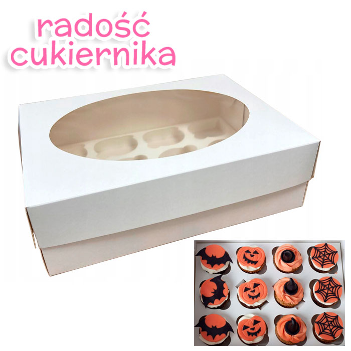 Pudełko na 12 muffinek białe z okienkiem, 31х23,5х10 cm 