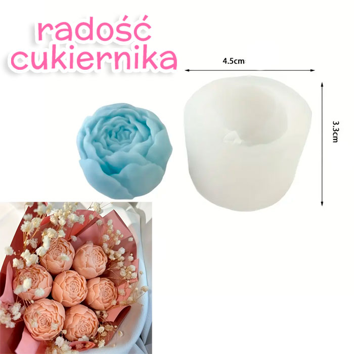 Forma silikonowa "Różyczka", d-4,5 cm h-3,3 cm 