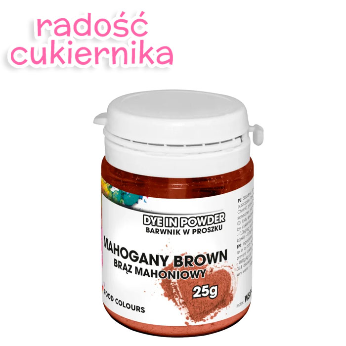 Barwnik wodnorozpuszczalne w proszku Food Colours, 25 g, brąz mahoniowy 
