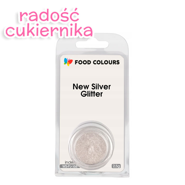 Barwnik spożywczy do dekoracji srebrny New Silver Glitter 2,5 g, Food Colours