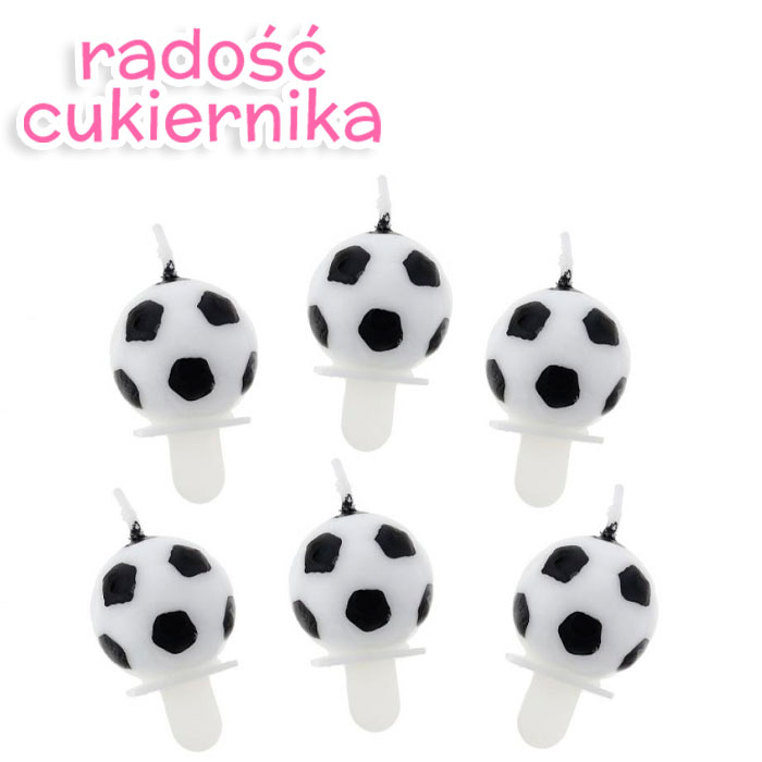 Świeczki pikery Piłki nożne, 6 szt. 