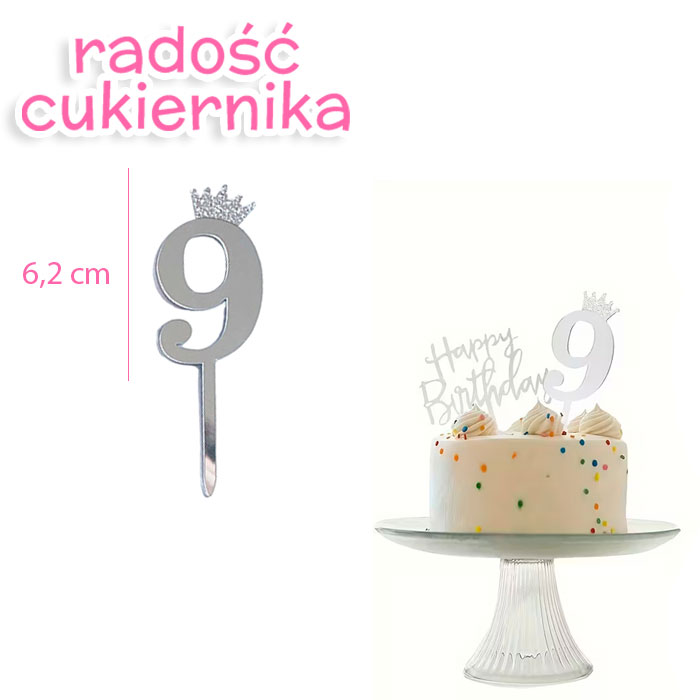 Topper Cyfra 9, 6,2cm 
