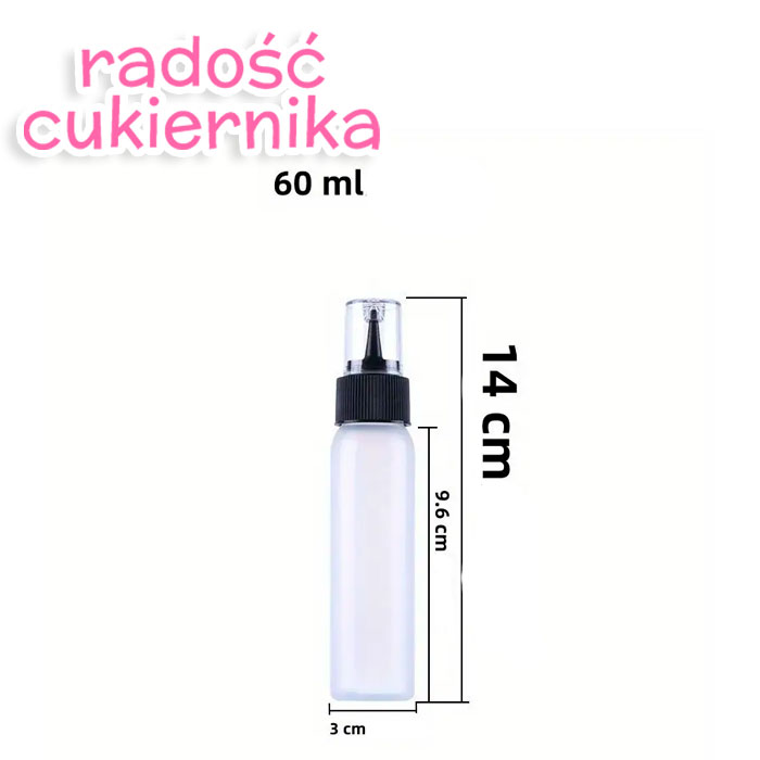Plastikowa buteleczka do rozpylania kandurynu i brokatu, 14 cm 