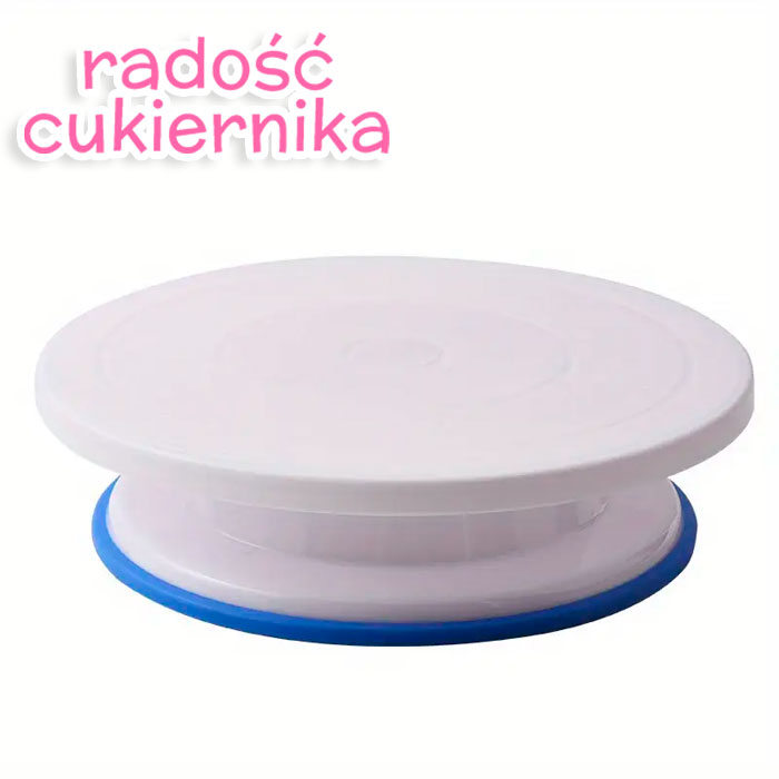 Stół obrotowy plastikowy o średnicy 28 cm, biało-niebieski 