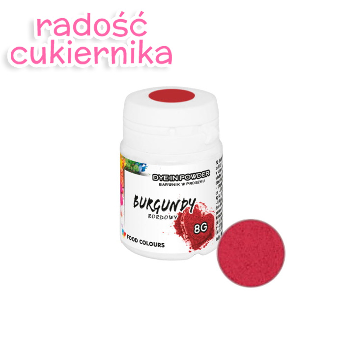 Barwnik wodnorozpuszczalne w proszku Food Colours, 8 g, bordo 