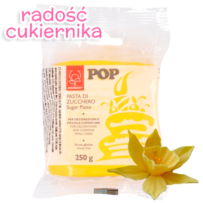 Masa cukrowa lukier plastyczny żółty Modecor pop, 250 g 
