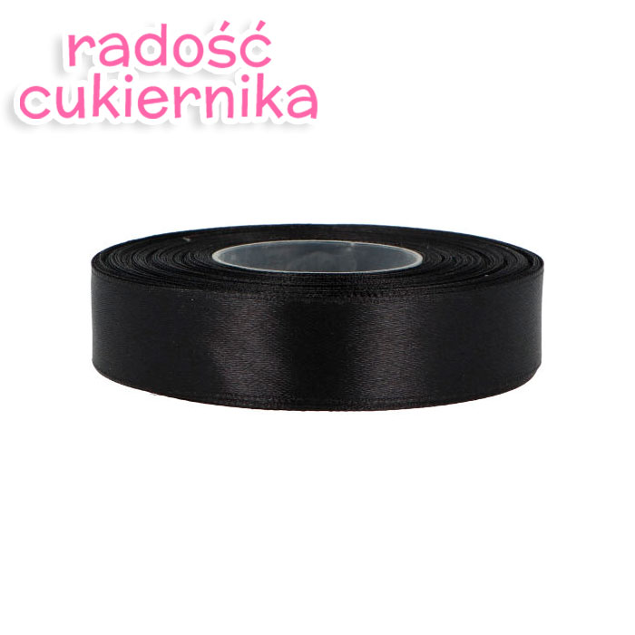Wstążka satynowa czarna, 25 m, 18 mm 