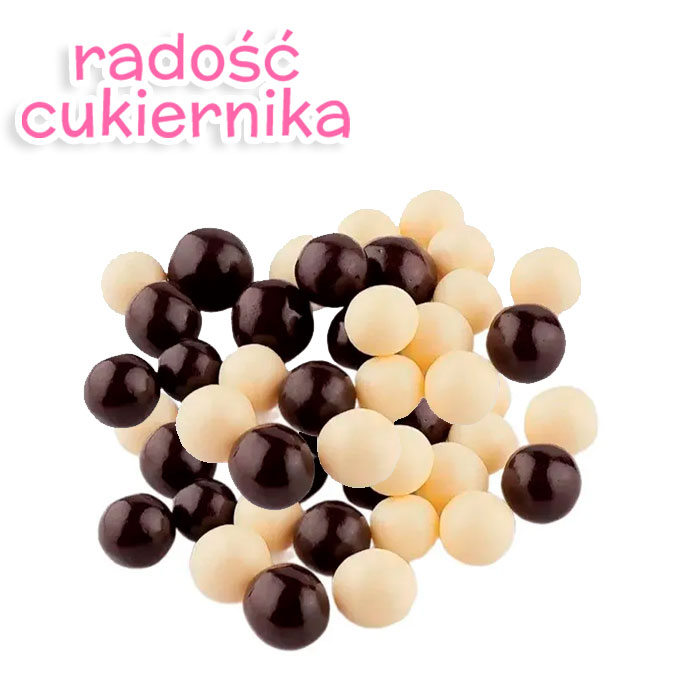 Chrupiące kulki w czekoladzie białej i ciemnej 5-7mm, 50 g 